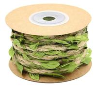 (As show, One size) Jute Burlap Twine Vine with Artificial Leaves Garland for Headband Wedding Home Jungle Garden Party Decor