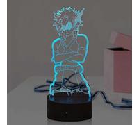 (As show, One size) Katsuki Bakugo Figure 3D LED Night Light for Boy Girl, Anime Illusion Mood Lamp Smart Control 16 Colors 4 Flash Modes Change Table Lamp Home Room Deco