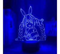 (As show, One size) Kawaii Usada Pekora Hololive Led Night Light for Room Bedroom Flash Decorative 3D Table Lamp Manga Nightlight 3D Night Light Anime