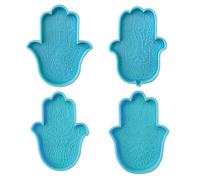(As show, One size) Khamsah Hamsa Hand Coaster Epoxy Resin Silicone Mold Fatima Hand Tray Resin Casting Mold Elephant in the for Palm Soap M Blue