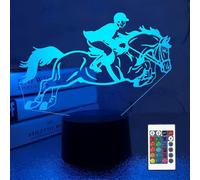(As show, One size) Kids 3D Horse Race Night Light Optical Illusion Horse Riding Lamp