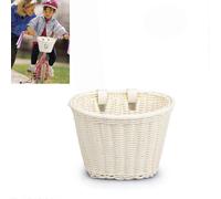 (As show, One size) Kids Bicycle Basket Front Bicycle Accessories Woven Wicker Bicycle Basket white