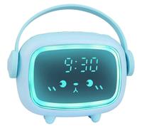 (As show, One size) Kids Girls Boys Digital Alarm Clock,Cute Alarm Clock 2 Alarms 3 Screen Brightness Timer Nightlight Countdown Snooze Voice Control Rechargeable Clock