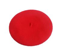 (As show, One size) Kids Girls Warm French Style Beret Hat Solid Beanie Winter Autumn (Red)