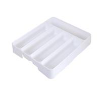 (As show, One size) Kitchen Drawer Organizer Spoon Knife Fork Separation Storage Box Plastic Cutlery Storage Tray Eco-Friendly PP Tray White