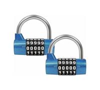 (As show, One size) ladace, Set of 2 Blue 5-Digit Combination Locks - 6.5 x 2.5 cm - Resettable and Waterproof for Indoor/Outdoor Use