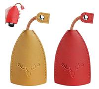(As show, One size) Leather Car Key Case, 2pcs Portable Large Capacity Waterproof Cute Deer PU Leather Key Case. Type Key Bag to Hold 5-8 Keys, Not Easy to Fall off Prote