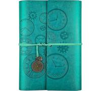 (As show, One size) Leather Writing Journal, Refillable Notebook with Lined Pages Vintage Travelers Notebook, Gift for Men and Women 9.1 x 6.5inchA5, Blue)
