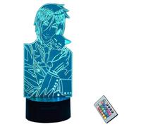 (As show, One size) LED Colorful and Elegant Black Butler 3D Acrylic Night Light Creative Anime Decor Gift Cool Sebastian Michaelis and Cat Manga Action Figure