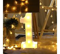 (As show, One size) Led Digital Light Number Lamp Alphabet Led Digital Wedding Decoration Light Up White Plastic Digital Standing Hanging Lights