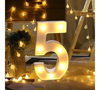 (As show, One size) Led Digital Light Number Lamp Alphabet Led Digital Wedding Decoration Light Up White Plastic Digital Standing Hanging Lights