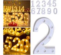 (As show, One size) Led Digital Light Number Lamp Alphabet Led Digital Wedding Decoration Light Up White Plastic Digital Standing Hanging Lights