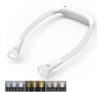 (As show, One size) Led Neck Reading Light, 3 Colors, 6 Brightness Levels, Bendable Arms, Rechargeable, Long Lasting, Perfect For Reading, Knitting, Camping, Repairing