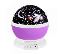 (As show, One size) LED Projection lamp Romantic atmosphere light New strange rotating fantasy universe children's projector unicorn starry sky night light (Purple)