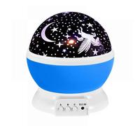 (As show, One size) LED Projection lamp Romantic atmosphere light New strange rotating fantasy universe children's projector unicorn starry sky night light (Blue)