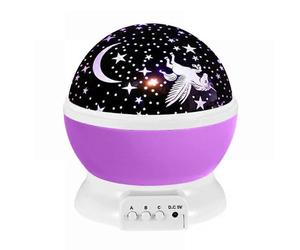(As show, One size) LED Projection lamp Romantic atmosphere light New strange rotating fantasy universe children's projector unicorn starry sky night light (Purple)