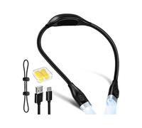 (As show, One size) LED Reading Light, Flexible and Rechargeable, Hands-Free Neck Clip Night Light with 2 Brightness Levels, Double Head, 4 LEDs