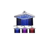 (As show, One size) Led Shower Head, 8 Inch Square Temperature Control, 3 Color Change ABS Chrome Finished, 12pcs Led Shower Head for Bathroom