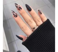 (As show, One size) Leopard Stiletto Fake Nails, 24 Pcs Fashion Party Clips on Nails False Nails Full Cover Press on Nails Matte Glue on Nails for Women and Girls.Note:No
