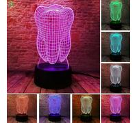 (As show, One size) Liangnv Fantastic Illusion Tooth 3D Table Lamp 7 Color Auto Change Touch AA Battery LED Remote Control Night Light Boys Home Bedroom Nursery Decor Den