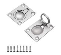 (As show, One size) Lifting Accessory, Stainless Steel Marine Handle Boat Flush Hatch Flush Mount Lifting Handle with 8 Screws (2 Pack, 49 x 39mm)