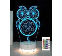 (As show, One size) Light up Owl Dream Catcher Kits, Animal Bird 3D Illusion LED Night Light