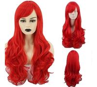 (As show, One size) Little Mermaid Ariel Wig Wavy Wig Synthetic Long Red Curly Costume Wigs