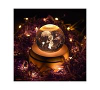 (As show, One size) Little Prince Moon 3D Wooden Rotating Music Box - Home Decoration