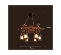 (As show, One size) LOFT Retro Old Boat Solid Wood Bar Industrial Pendant Lamps Vintage Creative Personality Wooden Lamp For Dining Living Room