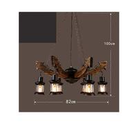 (As show, One size) LOFT Retro Old Boat Solid Wood Bar Industrial Pendant Lamps Vintage Creative Personality Wooden Lamp For Dining Living Room