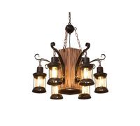 (As show, One size) LOFT Retro Old Boat Solid Wood Bar Industrial Pendant Lamps Vintage Creative Personality Wooden Lamp For Dining Living Room