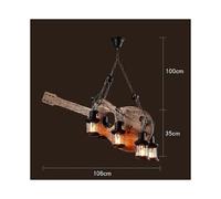 (As show, One size) LOFT Retro Old Boat Solid Wood Bar Industrial Pendant Lamps Vintage Creative Personality Wooden Lamp For Dining Living Room