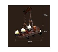 (As show, One size) LOFT Retro Old Boat Solid Wood Bar Industrial Pendant Lamps Vintage Creative Personality Wooden Lamp For Dining Living Room