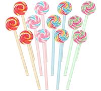 (As show, One size) Lollipops Shaped Pen Cute Candy Rollerball Pen Multicolor Lollipops Ballpoint Pen Rainbow Swirl Gel Ink Pen for Students Children (20 Pieces)