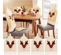 (As show, One size) Lot de 4 housses de chaise de Nol en forme de renne 65 x 48 cm