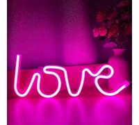 (As show, One size) Love Neon Light Neon Pink Sign Neon Sign Art Wall Light USB/Battery Neon LED Sign Neon Sign for Girls Room Light up Love Neon Sign for Valentines Day