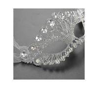 (As show, One size) Luxury Elegant Diamond Rhinestone Mask Masquerade Party Crown Alloy Mask For Women(silver)