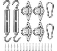 (As show, One size) M5 Shade Sail Fixing Kit 42 Pieces of Stainless Steel Hardware for Rectangular and Triangular Shade Sail Installation