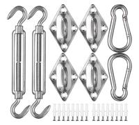 (As show, One size) M8 Shade Sail Fixing Kit 42 Pieces of Stainless Steel Hardware for Rectangular and Triangular Shade Sail Installation