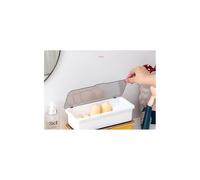 (As show, One size) Makeup Brush Storage Box with Dust Cover Eye Makeup Egg Travel Portable Storage Bucket White