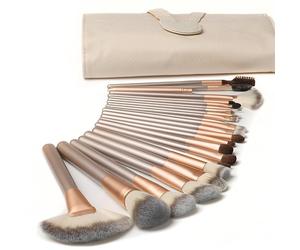 (As show, One size) Makeup Brushes 18 PCs Makeup Brush Set Professional Wood Handle Premium Synthetic Contour Concealers Foundation Blending