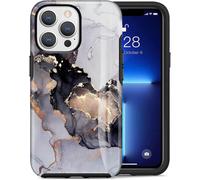 (As show, One size) Marble Phone Cases for iPhone 13 Pro Case, Shockproof Protective Soft Silicone and Hard PC Cover for Women Men Girl, Cute Gold Sparkle Glitter Design