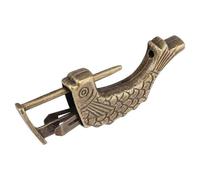 (As show, One size) Metal Fish Shape Lock Antique Bronze Fish Shape Vintage Lock Old Chinese Padlock with Key for Drawer Jewelry Box Wooden Suitcase Drawer Home Decor 593