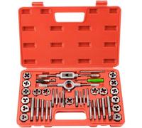 (As show, One size) Metric Tap and Die Set 40 Pieces M3-M12 Steel Flute Tap Kit Threading Dies Screw Extractors