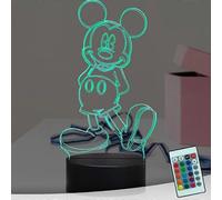 (As show, One size) Mickey Mouse Night Light Kid 3D LED Cartoon Minnie MICE Bedroom Mood Lamp USB Power Touch Remote Sleep Lava Lamp16 Colors Christmas Party Bedroom Toy