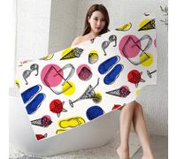 (As show, One size) Microfiber Beach Towel Oversize Clearance,Extra Large 59"x29.5", Cool Travel Pool Towel, Ideal Gift for Women Men (Wine Glass)