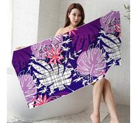 (As show, One size) Microfiber Beach Towel Oversize Clearance,Extra Large 59"x29.5", Cool Travel Pool Towel, Ideal Gift for Women Men (Purple Leaves)