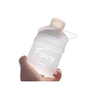 (As show, One size) Mini Small Pure Bucket Cup Plastic Water Cup Fancy [Frosted White] 650ml Single Cup + Lanyard