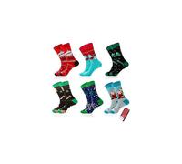 (As show, One size) MIOSJI 6 Pairs Mens Christmas Socks Novelty Funny Winter Warm Knitting Calf Socks Cotton (Size: 6-11)