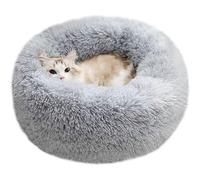 (As show, One size) Modern Soft Plush Round Pet Bed for Cats or Small Dogs, Mini Medium Sized Dog Cat Bed Self Warming Autumn Winter Indoor Snooze Sleeping Cozy Kitty Ted